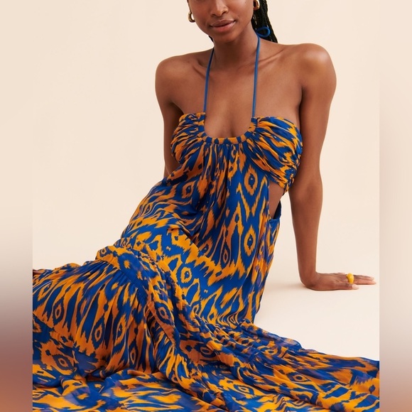 Verb by Pallavi Singhee Halter Cut-Out Midi Dress Resort Wear Size L - Picture 7 of 15